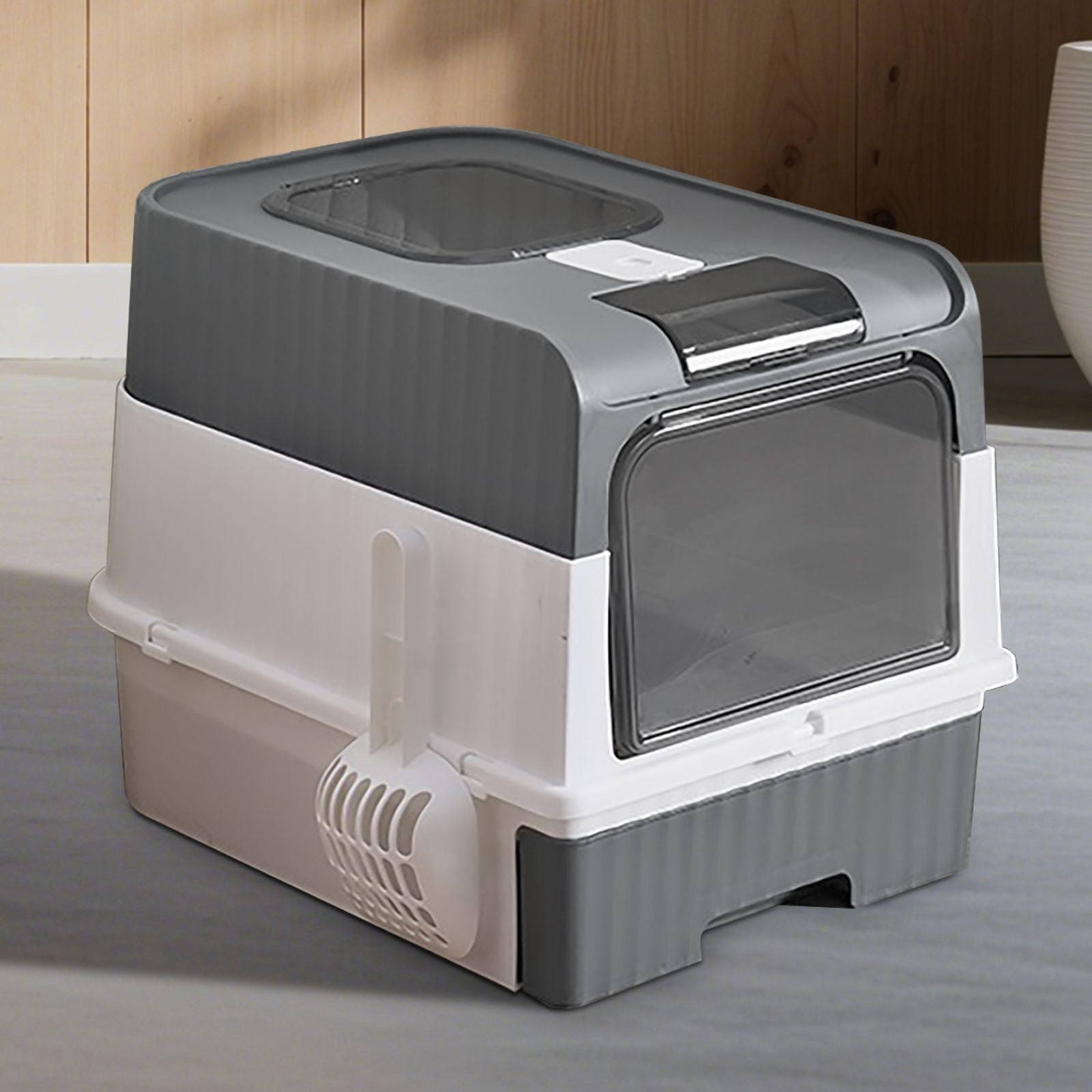Ultimate Enclosed Cat Litter Box with Easy Clean Drawer & Anti-Spill Design for Large Capacity