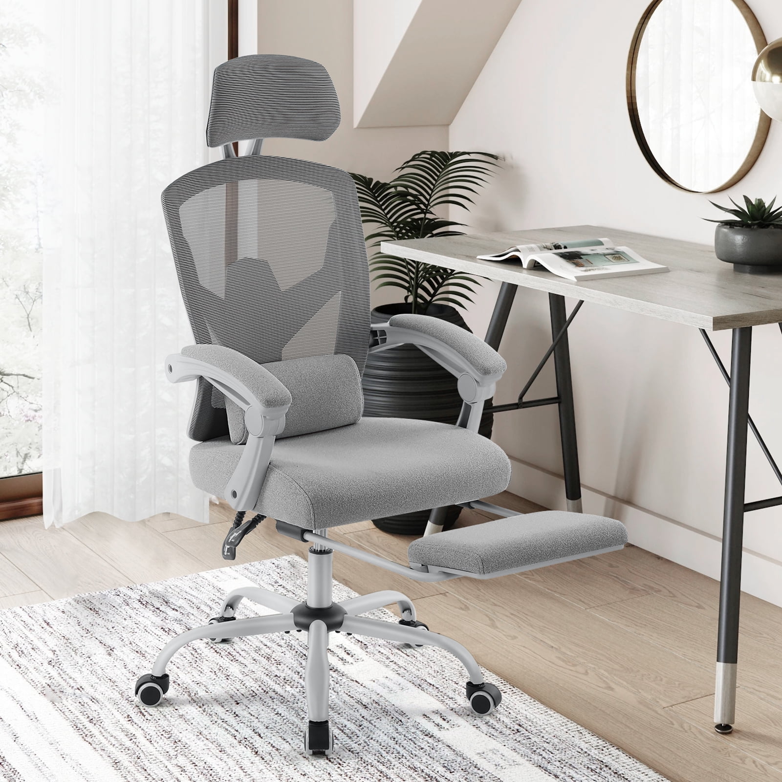 Swivel Chairs With Footrest Leg Rest Comfortable Mesh Ergonomic Office Chair