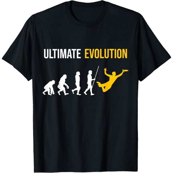 Ultimate Evolution Frisbee T-Shirt men and women can wear, black, white, gifts