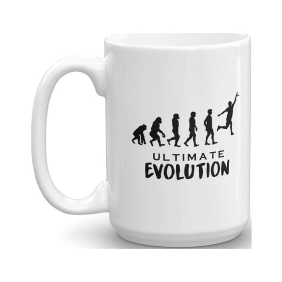Ultimate Evolution Funny Cool Human Stages Silhouette Parody Coffee & Tea Gift Mug, Stuff, Ornament, Accessories And Desk Decor For Ultimate Frisbee Game Men & Women Players (15oz)