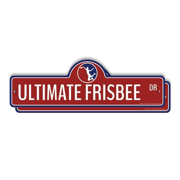 Ultimate Frisbee (2 Pack) Plastic Street Sign - 6 Inch X 18 Inch Gift Sports Disc Team Outdoor Fun Active Game Recreation Challenge Play Decor