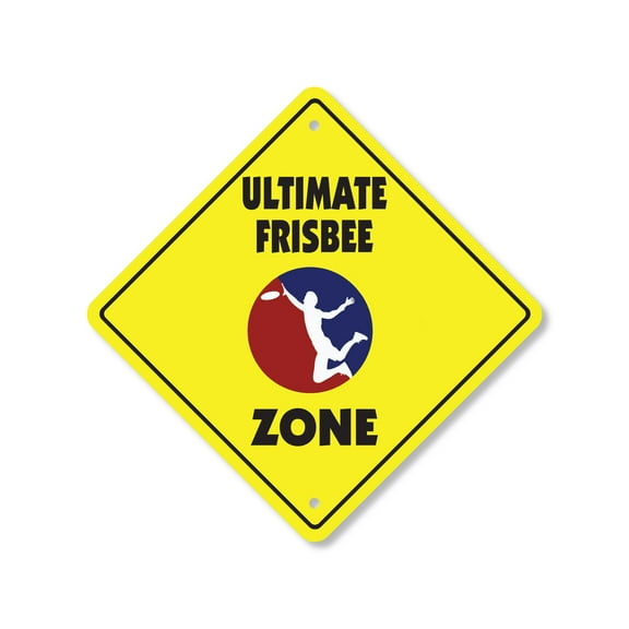 Ultimate Frisbee Plastic Crossing Sign - 12 Inch X 12 Inch Xing Sign Gift Sports Disc Team Outdoor Fun Active Game Recreation Challenge Play Decor