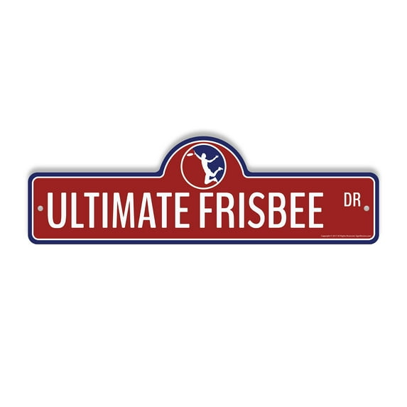 Ultimate Frisbee Plastic Street Sign - 6 Inch X 18 Inch Gift Sports Disc Team Outdoor Fun Active Game Recreation Challenge Play Decor