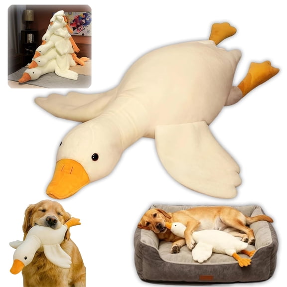 Ultimate Giant White Duck Dog Toy – 2026 New Realistic Goose Plush! Durable Chew-Proof Cuddly Pillow for Indoor Play, Napping & Comfort(90cm/35in)