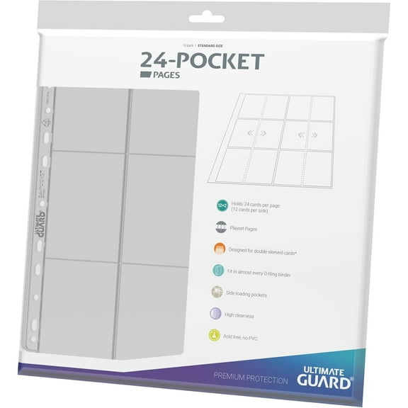 Ultimate Guard 24-Pocket QuadRow Side-Loading Pages (10) - Transparent