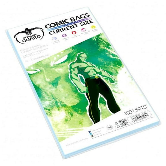 Ultimate Guard Current Size Resealable Comic Bags (100) Soft Plastic Comic Book, Anime & Manga Storage