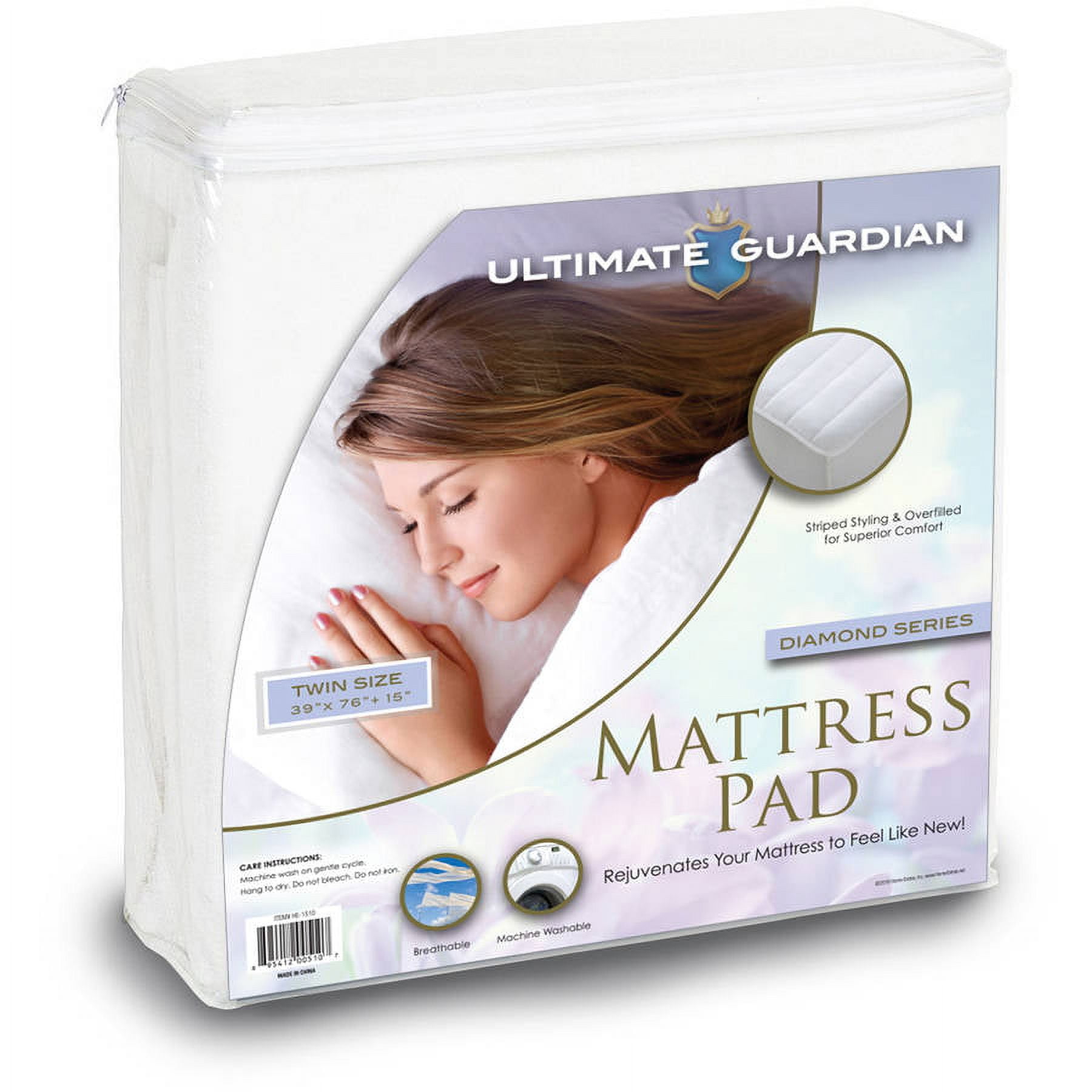 Ultimate Guardian, Mattress Pad, Overfilled Striped Quilt, Twin