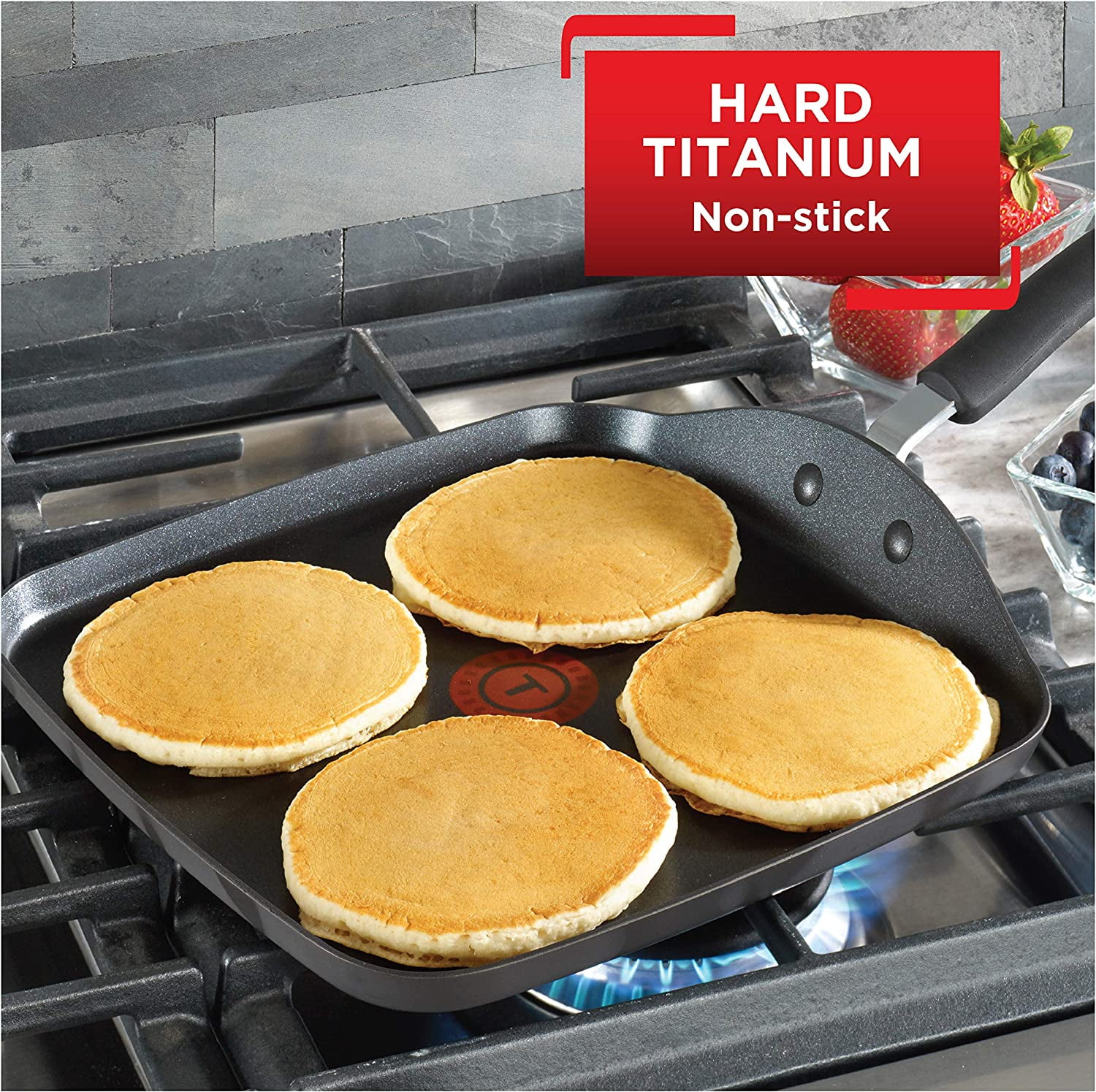 Ultimate Hard Anodized Nonstick Griddle 10.25 Inch Oven Broiler Safe Cookware, Dishwasher Safe Grey