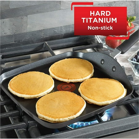 Ultimate Hard Anodized Nonstick Griddle 10.25 Inch Oven Broiler Safe Cookware, Dishwasher Safe Grey