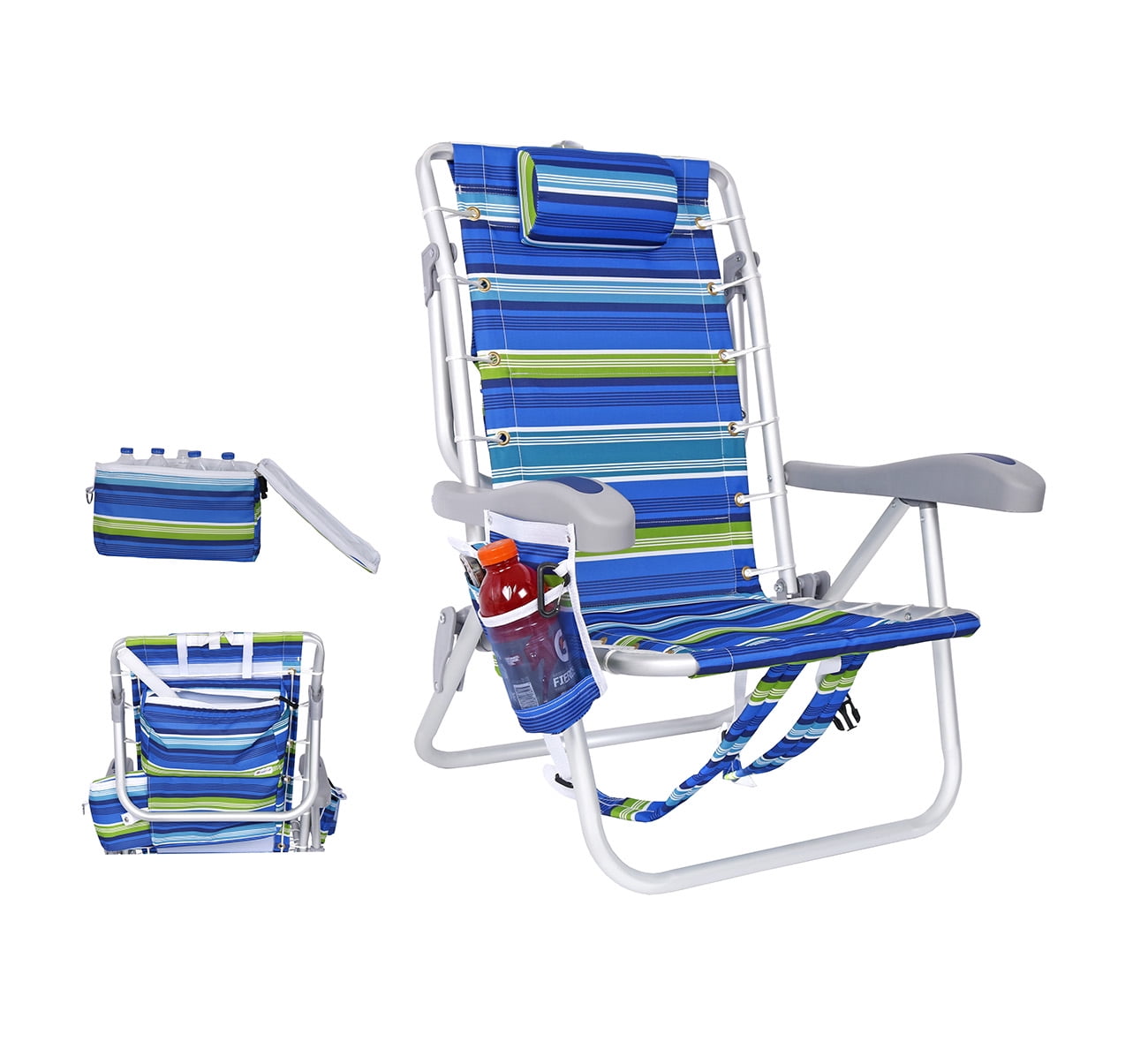 Ultimate Heavy Duty Aluminum Folding Backpack Beach Chair for Adults