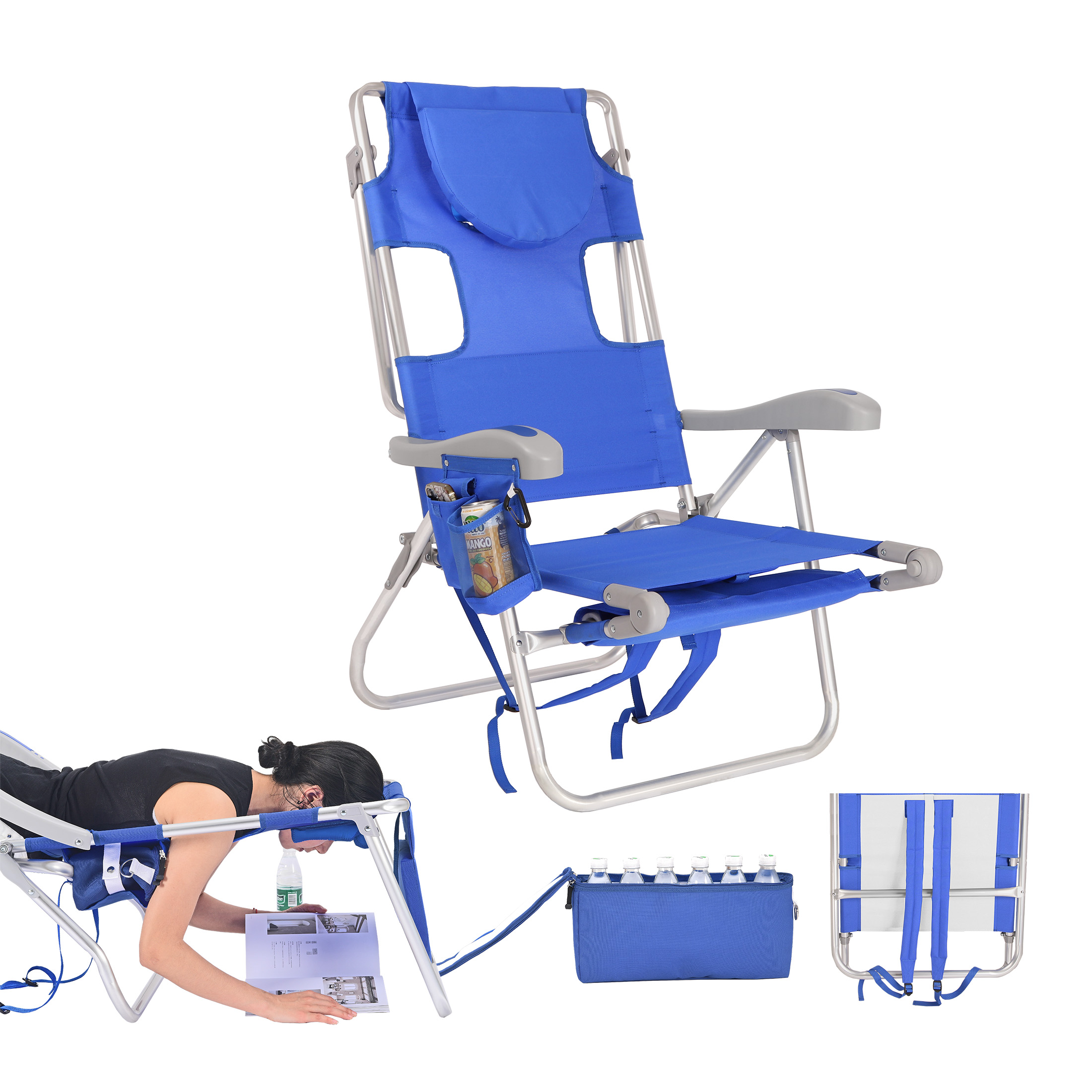 Rest Lay Ultimate Heavy Duty Folding Backpack Beach Chair for Adults with Face ...