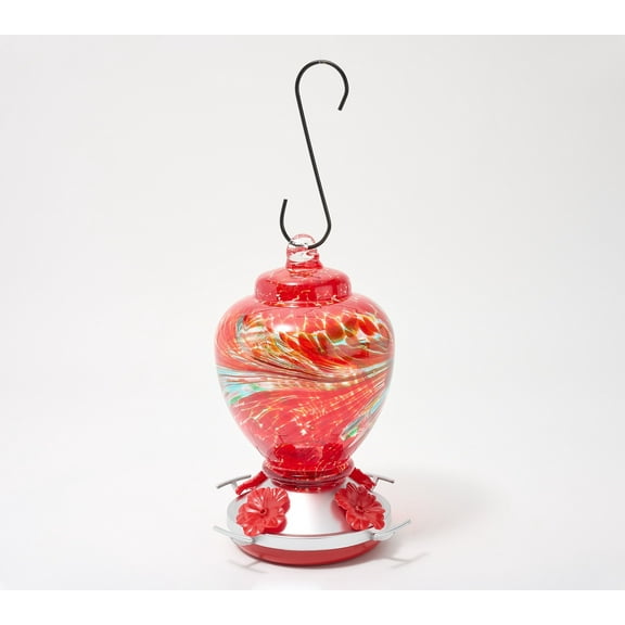 Ultimate Innovations Glass Hummingbird Feeder w/Brush - Red Multi
