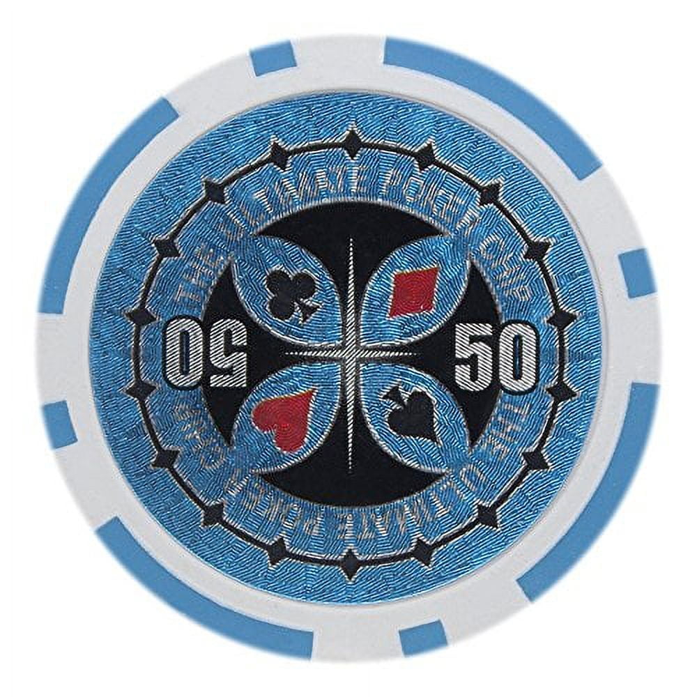 Ultimate Laser Inlay 14g Poker Chips, 50 Heavyweight Clay Composite