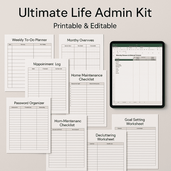 Ultimate Life Admin Kit  Printable & Editable Life Organizer
