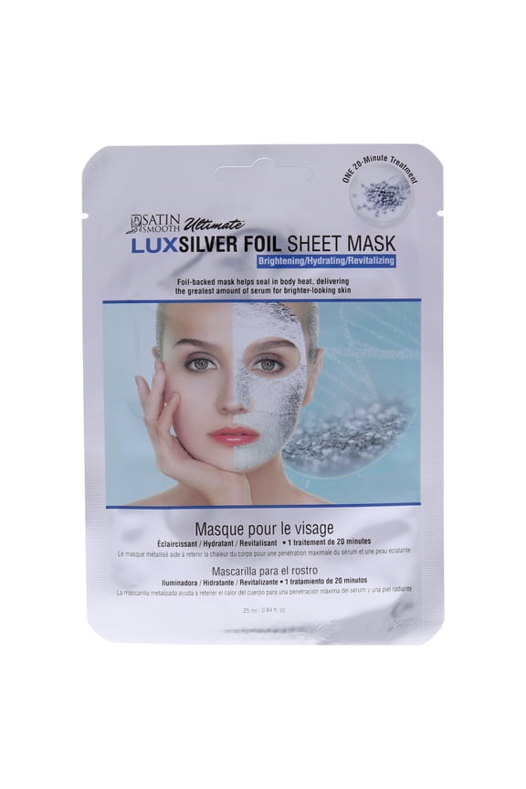 Ultimate LuxSilver Foil Sheet Mask by Satin Smooth for Women - 1 Pc Mask