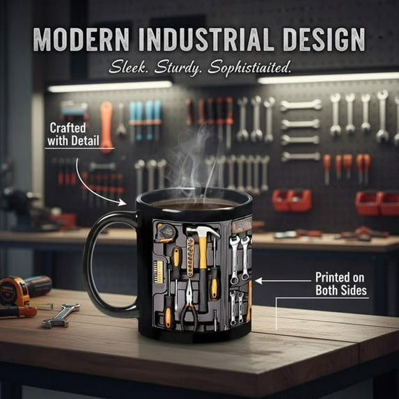 Ultimate Mechanic Toolbox Cup,Ceramic Mechanic Toolbox Coffee Cup Birthday Thanksgiving Anniversary,Fun Gift for Husband and Dad with Toolbox Teacup