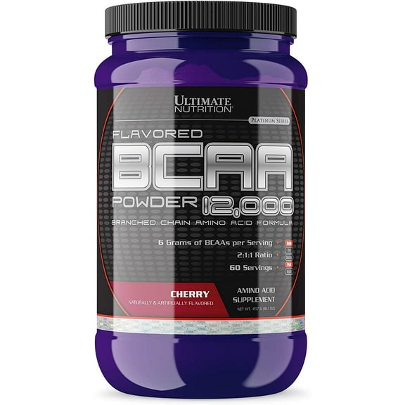 Ultimate Nutrition Flavored BCAA 12,000 Powder - Amino Acid Supplement for Muscle Building and Recovery, Cherry, 30 Servings