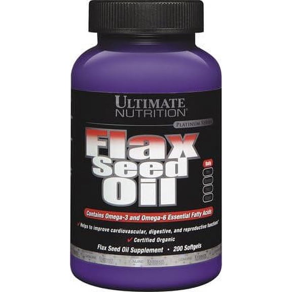 Ultimate Nutrition Flaxseed Oil Softgels Dietary Supplement, 1000 mg, 100 Softgels