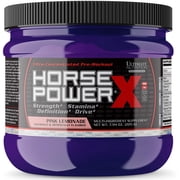 Ultimate Nutrition Horse Power X, Concentrated Pre Workout Supplement, Creatine and Vitamin B12, Low Carb, Support Strength, Pink Lemonade, 7.94oz 225g