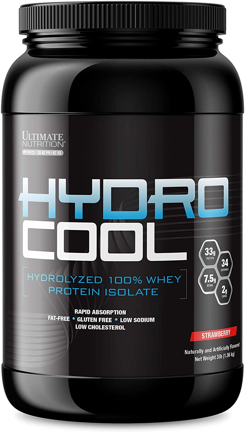 Ultimate Nutrition HydroCool Hydrolyzed Whey Protein Isolate Powder - Rapid Absorption with No Bloating, Strawberry