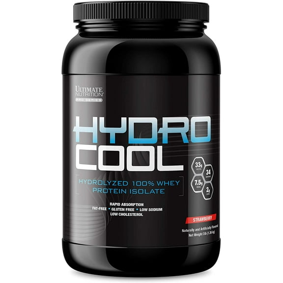 Ultimate Nutrition HydroCool Hydrolyzed Whey Protein Isolate Powder - Rapid Absorption with No Bloating, Strawberry