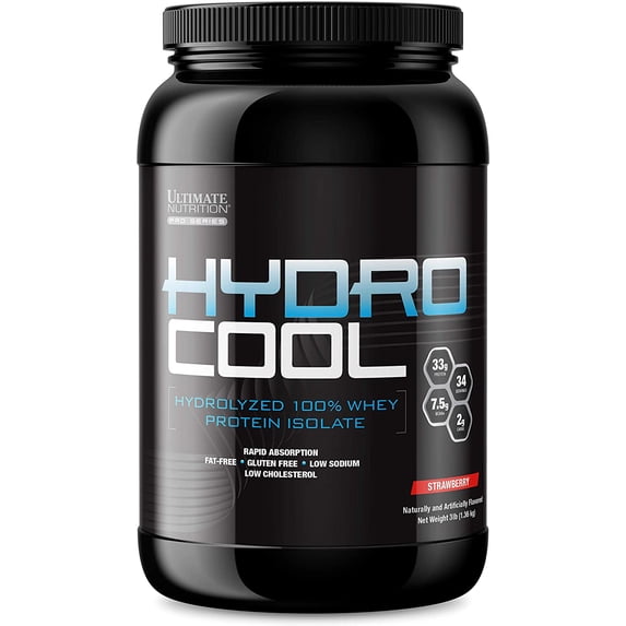 Ultimate Nutrition HydroCool Hydrolyzed Whey Protein Isolate Powder - Rapid Absorption with No Bloating, Strawberry