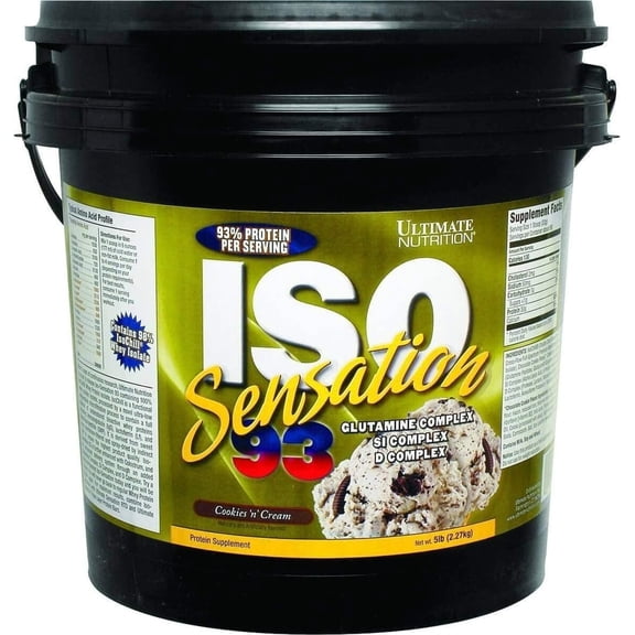 Ultimate Nutrition Iso Sensation 93 with Glutamine ,Whey Protein Isolate Powder-30 Grams of Protein-5lb