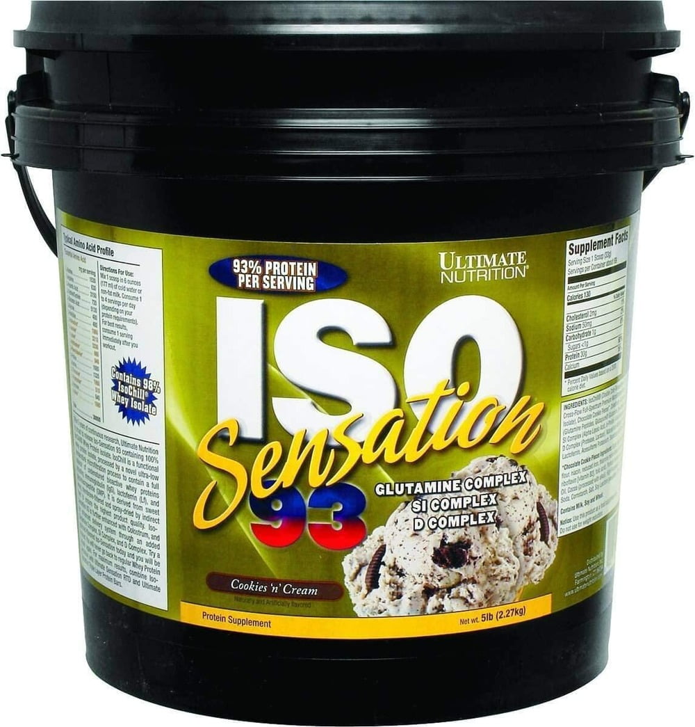 Ultimate Nutrition Iso Sensation 93 with Glutamine ,Whey Protein Isolate Powder-30 Grams of Protein-5lb