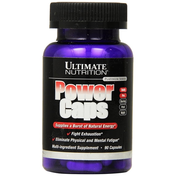 Ultimate Nutrition Power Caps Herbal Max Strength Energy Supplement, 90 Capsules