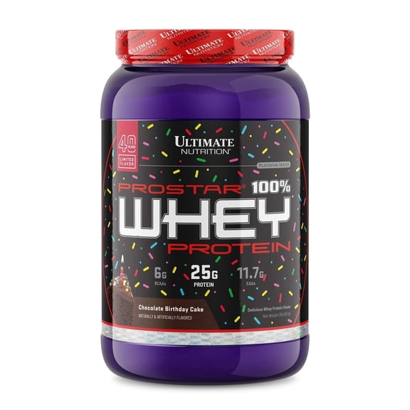 Ultimate Nutrition Prostar 100% Whey Protein Powder, Chocolate Birthday Cake, 2 lb, 25g Protein Per Serving