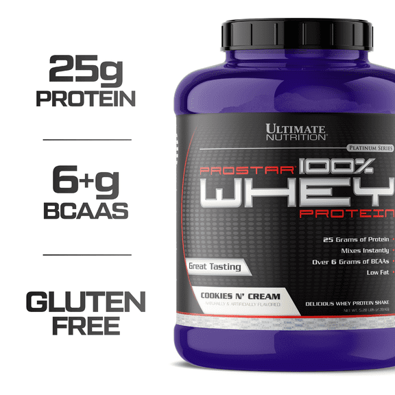 Ultimate Nutrition Prostar Whey Protein Powder of Isolate Concentrate Peptides Blend Low Carb and Sodium, Keto Friendly 5lb