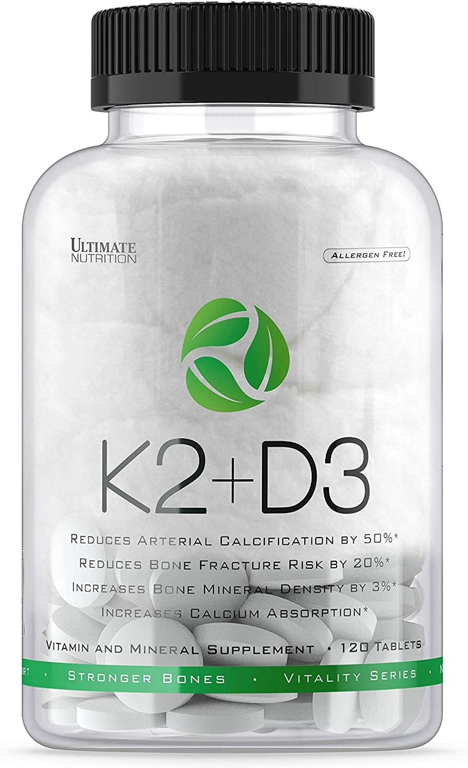 Ultimate Nutrition Vitamin K2 + D3 Vitality Series Mineral Supplement-120 tablets