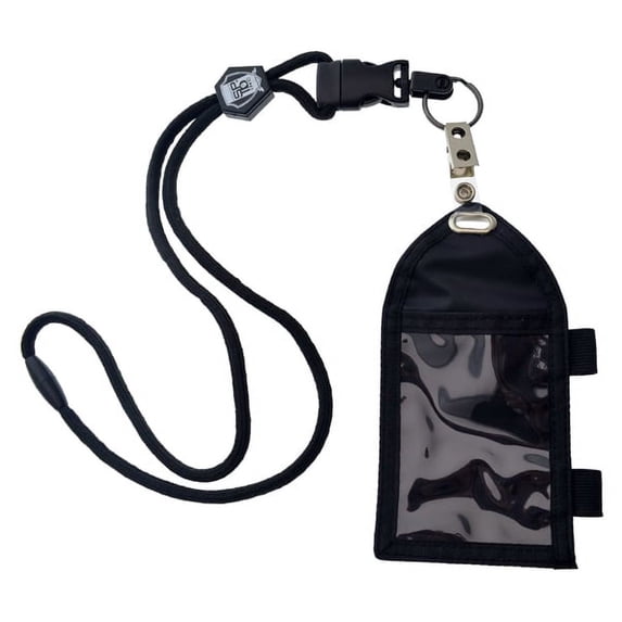 Ultimate Nylon Badge Holder with Pen Loop Key Ring and Heavy Duty Lanyard, by Specialist ID (Black)