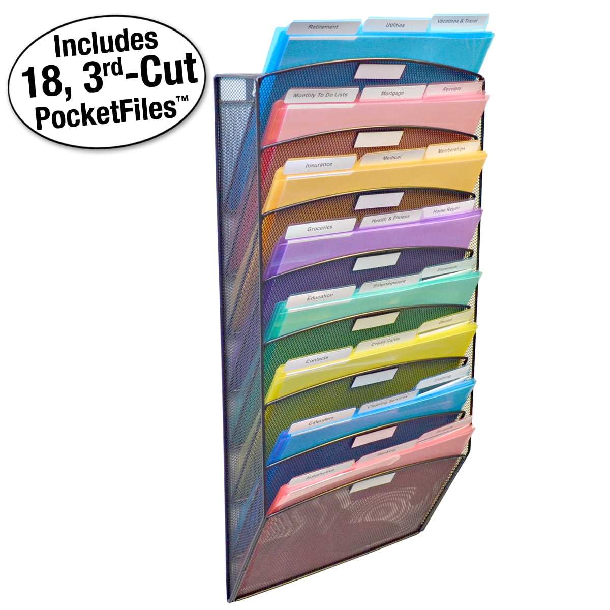 Ultimate Office Metal Letter Holder 8 Tier Mesh Wall File Organizer with Clear Document Folder Pockets Walmart