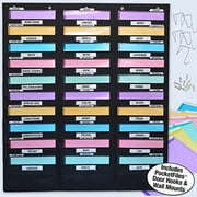 Ultimate Office WalMaster  30-Pocket Wall Chart Filing System WITH LABEL HOLDERS for Classroom and Office, Wall File Organizer PocketFiles Sold Separately PLUS Wall Mounting Hardware & Door Hooks