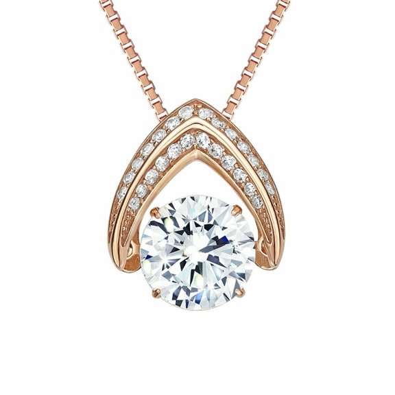 Ultimate Omega Dancing Gemstone Necklace Sterling Silver w/ Pure Brilliance Zirconia – Rose Gold Plated