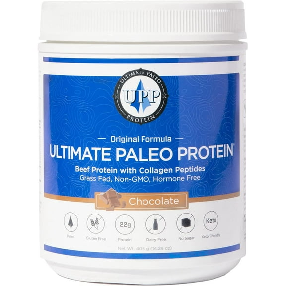 Ultimate Paleo Protein Powder | Premium Grass Fed Beef Protein with Collagen Peptides | Paleo Friendly, Gluten Free, Keto Friendly, No Artificial Sweeteners or Preservatives - Chocolate, 15 Servings