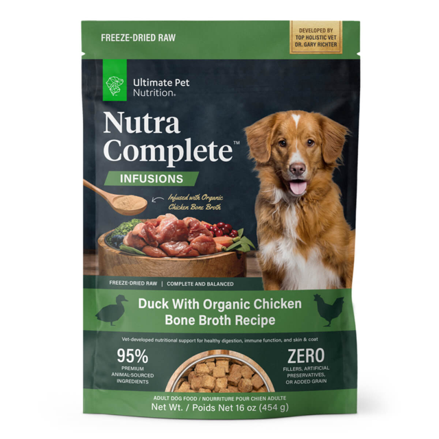 Ultimate Pet Nutrition Nutra Complete Plus Bone Broth Dog Food Duck & Chicken 16 oz.