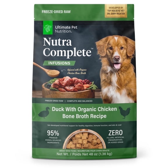 Ultimate Pet Nutrition Nutra Complete Plus Bone Broth Dog Food Duck & Chicken 48 oz.