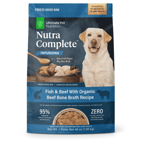 Ultimate Pet Nutrition Nutra Complete Plus Bone Broth Fish & Beef Dog Food 48 oz.