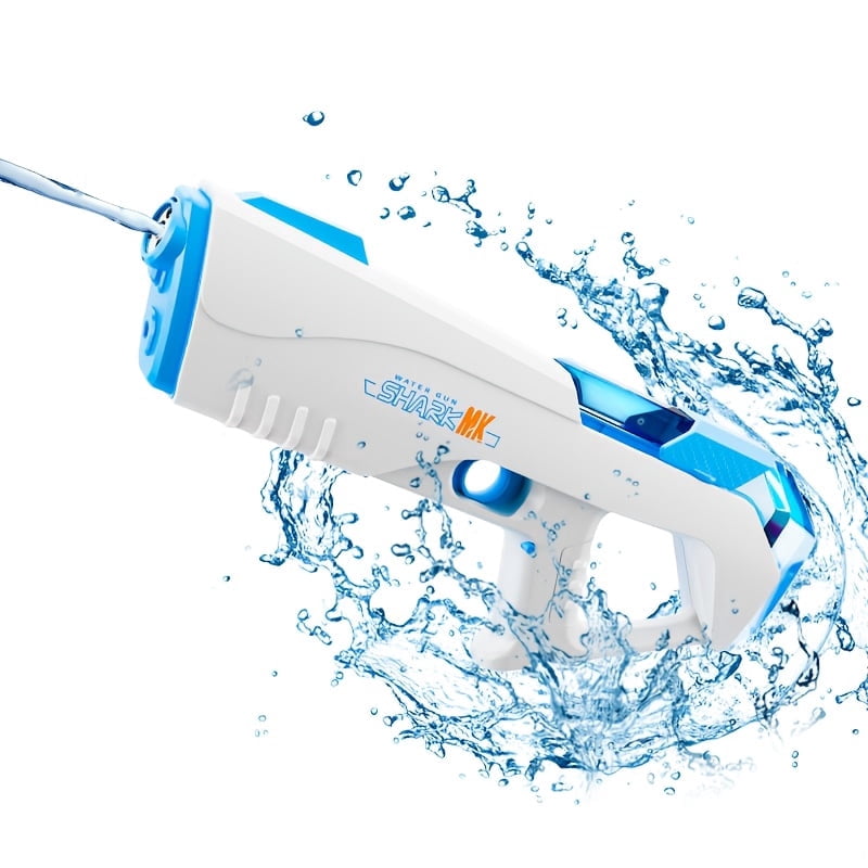 Electric Water Gun: 32-Ft Range, Battery-Powered, Water Tank & LED Lights. Perfect for summer, beach, pool & garden fun. For kids 3+. Great water park gift（Blue）