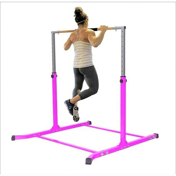 Ultimate Pink Gymnastics Set: Adjustable Kip Bars, Tri-Fold Mat, 8 Ft Balance Beam - Empower Young Athletes at Home
