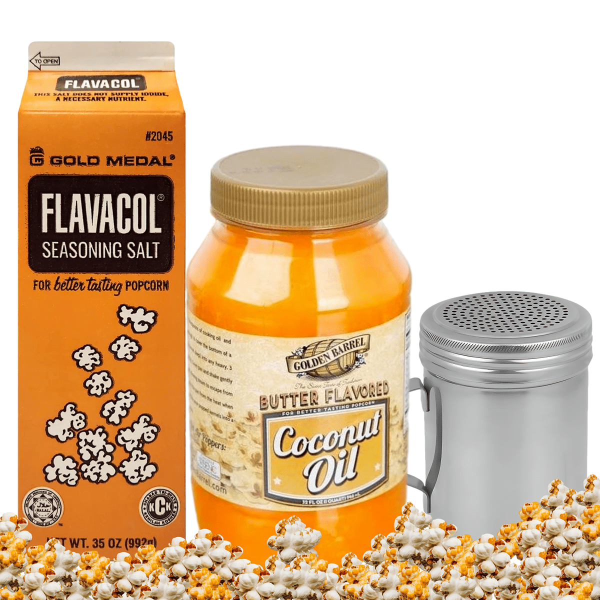 Ultimate Popcorn Trio - Butter Flavored Oil, Rich Popcorn Salt, 10 Oz Multi-Use Shaker | Vegan, Diary Free