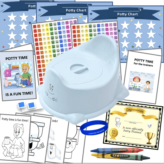 Blue Potty Chair with Lid, 324-Piece Toilet Training Kit, 18 Months - 4 Years