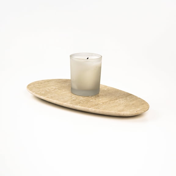 Ultimate Premium Products Travertine Oval Tray Decorative Vanity Organizer with Natural Stone (Oval, Travertine)