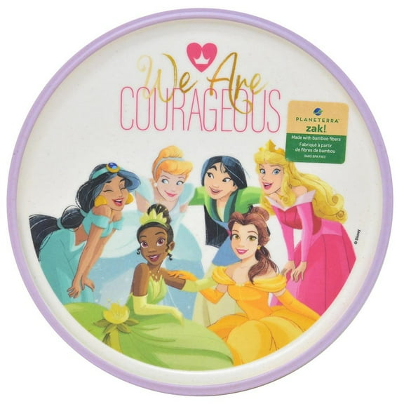 Ultimate Princess 8in Melamine Bamboo Plate With Rim- 2 PACK