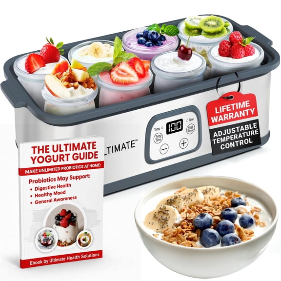 Ultimate Probiotic Yogurt Maker with Adjustable Temperature & Time Control - Make Trillions of Live Probiotics & Get Better Gut Health - Wellness Gifts for Men & Women