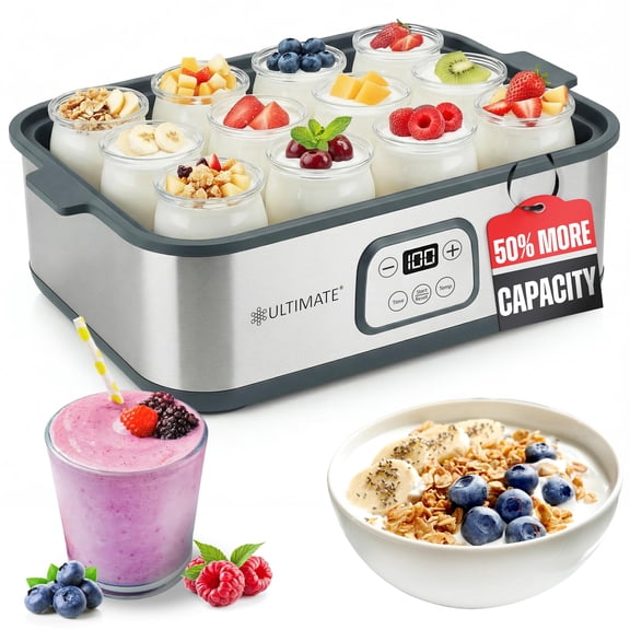 Ultimate Probiotic Yogurt Maker with Adjustable Temperature & Time Control - Make Trillions of Live Probiotics & Get Better Gut Health