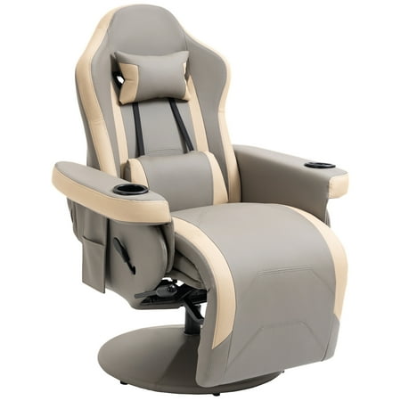 Ultimate Relaxation Lounge: HOMCOM PU Leather Manual Recliner Armchair with 360° Swivel, 135° Recline, Cup Holder, and Storage Pocket