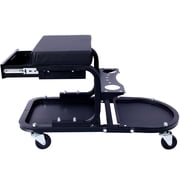 Ultimate Rolling Detailing Utility Cart with 360  Swivel Casters, 300lbs Capacity Mobile Tool Cart with Cushion Seat Drawer and Storage Tray for Car Truck SUV RV Garage Home Garden